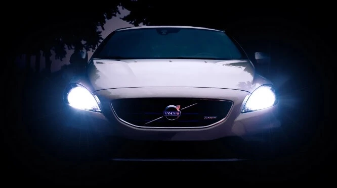 image of car headlights
